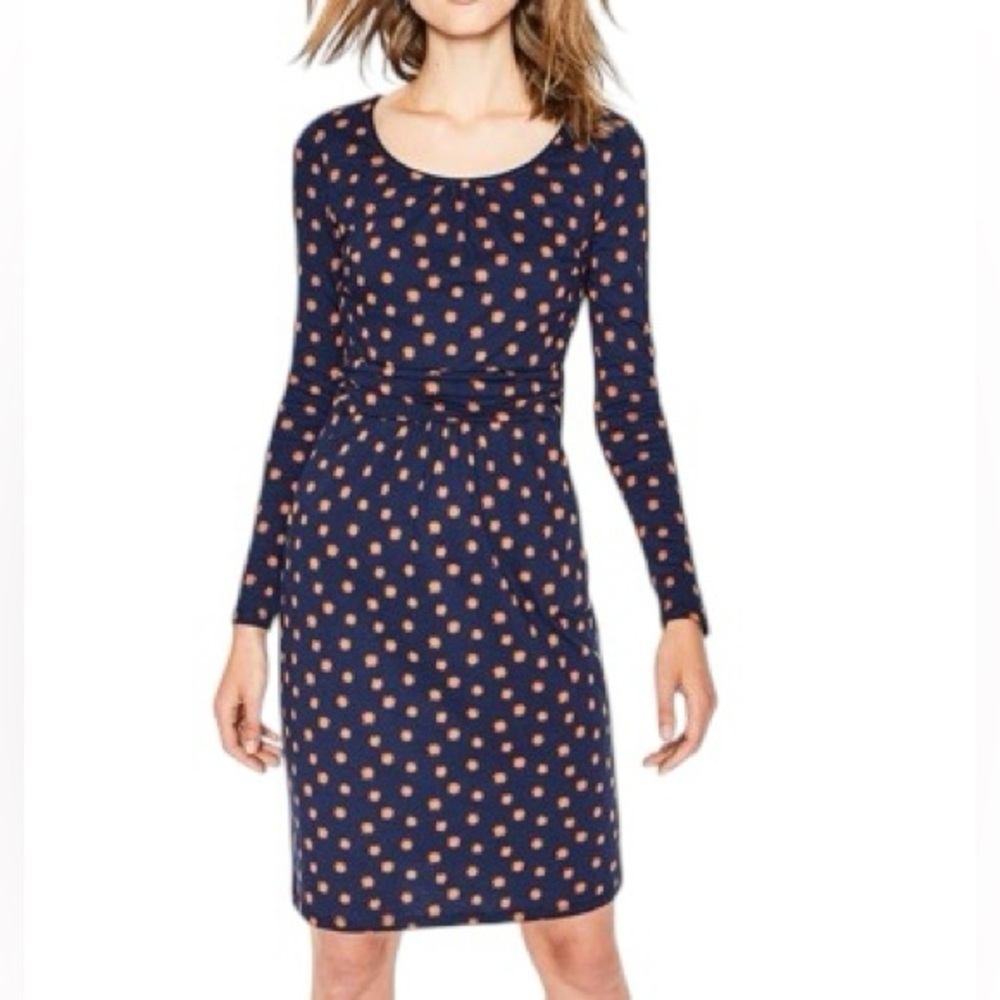 Boden Long Sleeve Star Print Mabel Jersey Dress - Navy - Size 10
